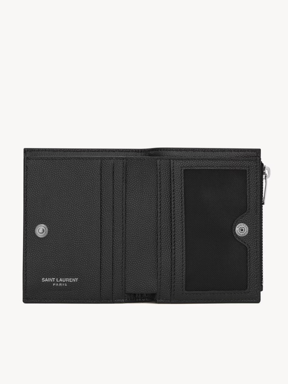 Saint Laurent Cassandre Matelasse Chevron Quilted bi fold wallet Silver Logo - Picture 4 of 17